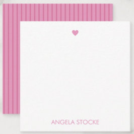 Personalized Pink Stripe Mitteilungskarte