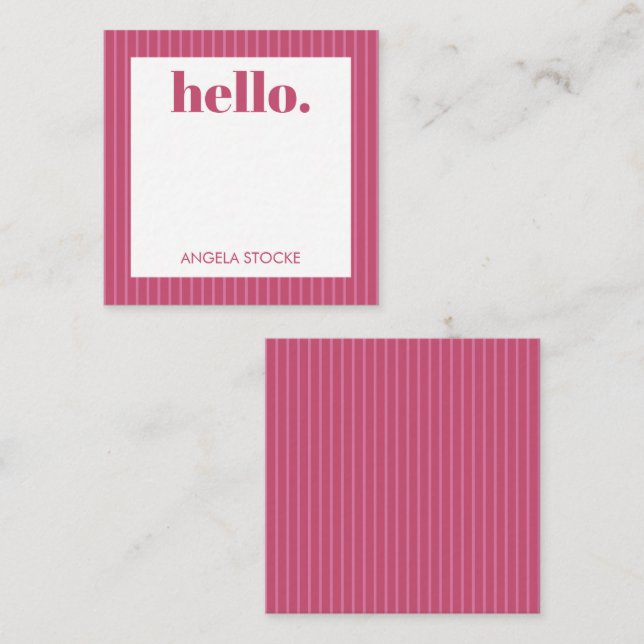 Personalized Pink Stripe Mitteilungskarte (Vorne/Hinten)