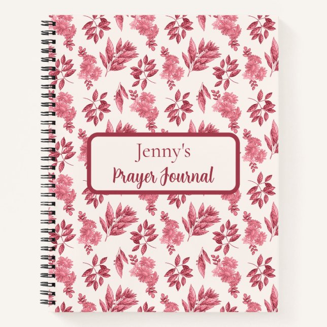 Personalized Pink Toile Prayer Journal Notizbuch (Vorderseite)