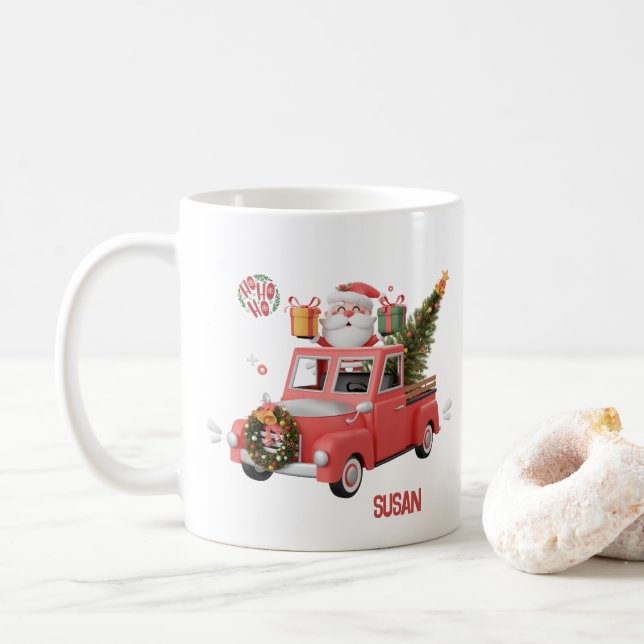 Personalized Pink Truck Christmas  Kaffeetasse (Mit Donut)