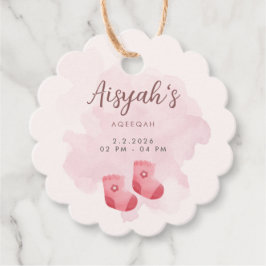 Personalized Pink Watercolor Baby Girl Aqiqah Geschenkanhänger