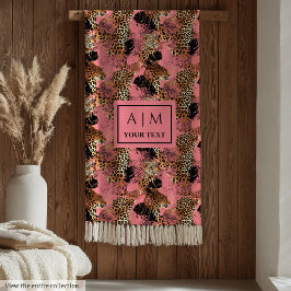 Personalized pink watercolor leopard skin modern fleecedecke