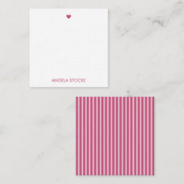 Personalized Pink White Stripe Mitteilungskarte