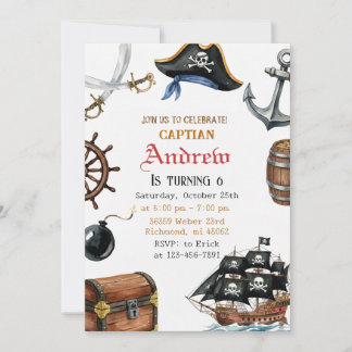 Personalized Pirate Birthday for Kids Invitation  Einladung