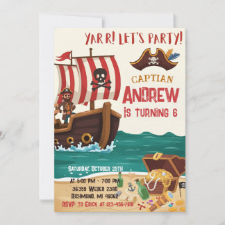 Personalized Pirate Birthday Party Invitation Card Einladung