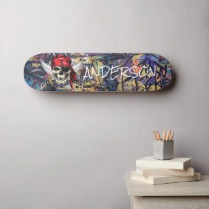 Personalized Pirate Ship Skull Skateboard