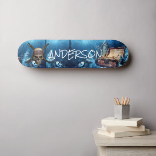 Personalized  Pirate Skull & Cross Swords Skateboard