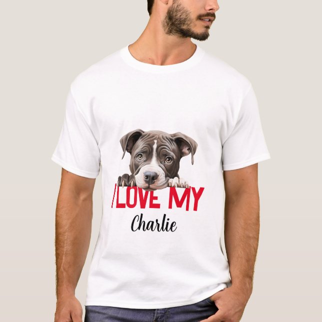 Personalized Pitbull Valentine's Day T-Shirt (Vorderseite)