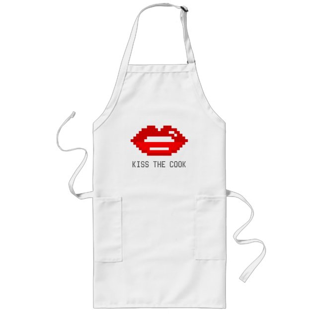 Personalized pixel art red lips apron for Ehets Lange Schürze (Vorne)