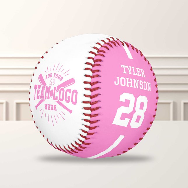 Personalized Player Team Logo Pink Baseball (Von Creator hochgeladen)