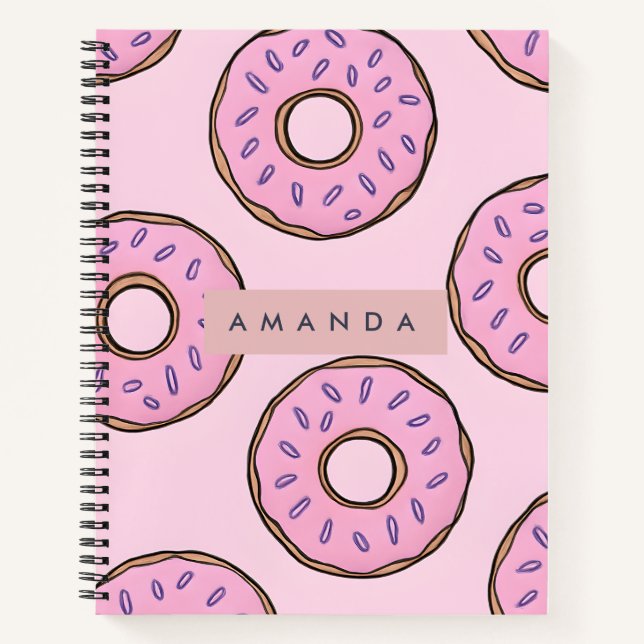 Personalized Playful Pastel Pink Donut  Notizbuch (Vorderseite)