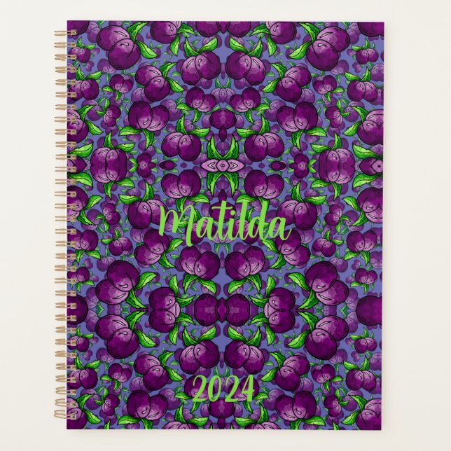 personalized PLUM spiral planner fruit funky Planer (Vorderseite)
