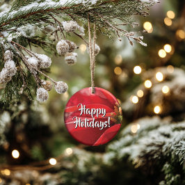 Personalized Poinsettia Holidays Keramik Ornament