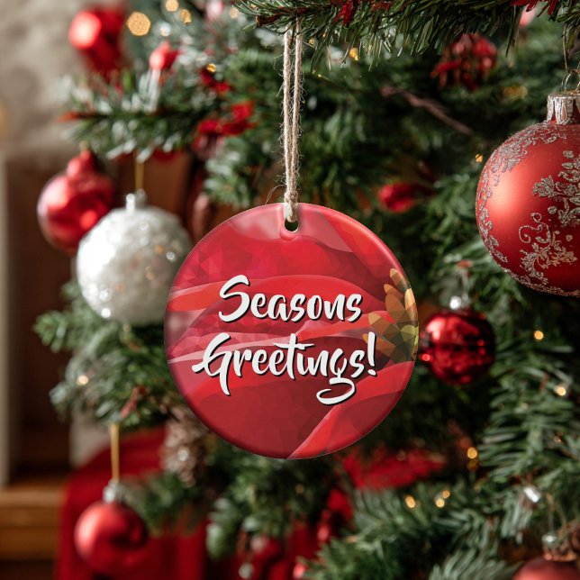 Personalized Poinsettia Seasons Greetings Keramik Ornament (Thoughtful Custom Gift Idea for Milestones, doubles as an ornament or a collectible gift tag.
)