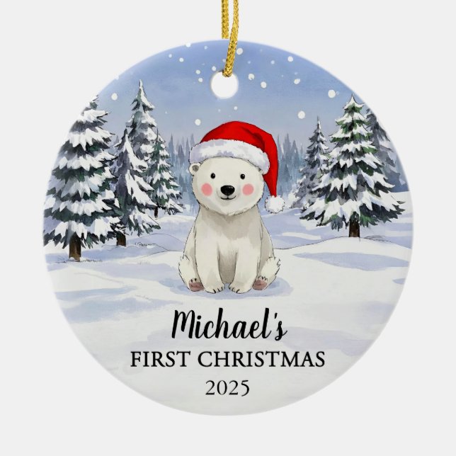 Personalized Polar Bear Baby Christmas Ornament (Vorne)
