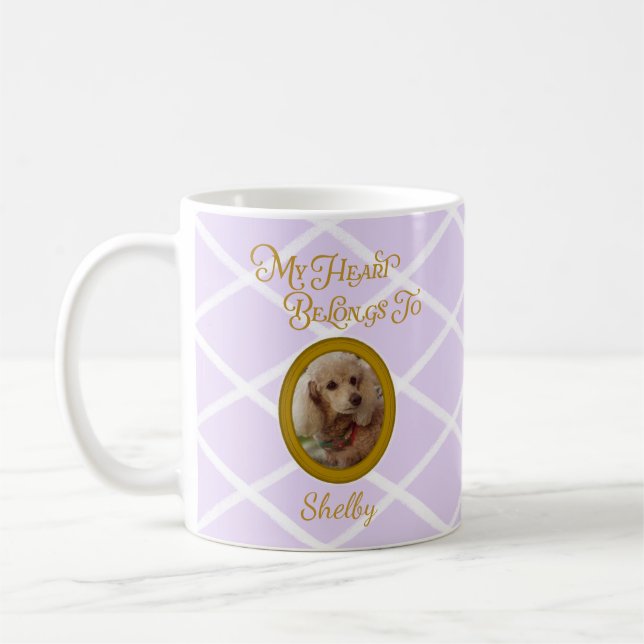 Personalized Poodle Photo | Lavender Poodle Mom Kaffeetasse (Links)