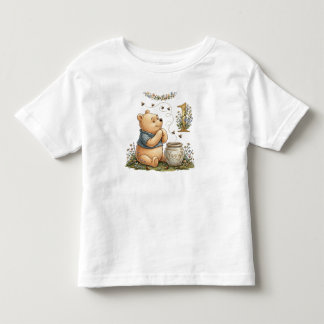Personalized Pooh Watercolor First Birthday Baby T Kleinkind T-shirt