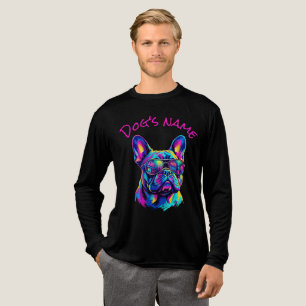 Personalized Pop Art French Bulldog NYC Neon Tri-Blend Shirt