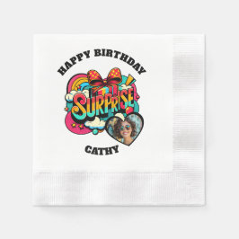 Personalized Pop Art Retro Birthday Photo Serviette