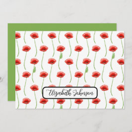 Personalized Poppies Floral Botanical Note Card Mitteilungskarte