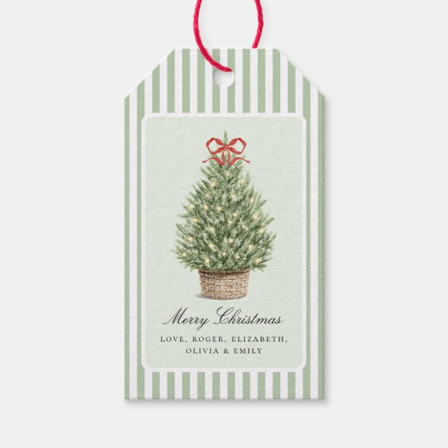 Personalized Preppy Coastal Tree Christmas Geschenkanhänger (Vorderseite)