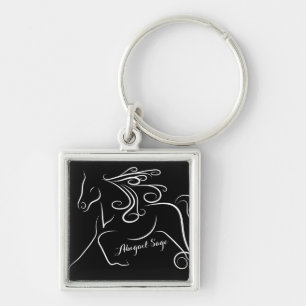 Personalized Pretty Black White Silhouette Horse Schlüsselanhänger