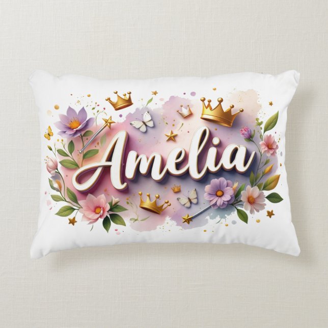 Personalized  Princess Floral Name  Dekokissen (Vorderseite)