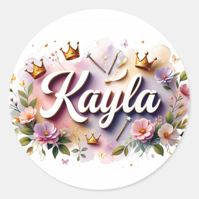 Personalized  Princess Floral Name Stickers (Vorderseite)
