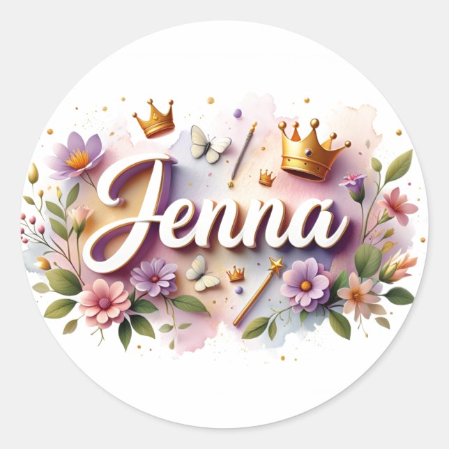 Personalized  Princess Floral Name Stickers  (Vorderseite)