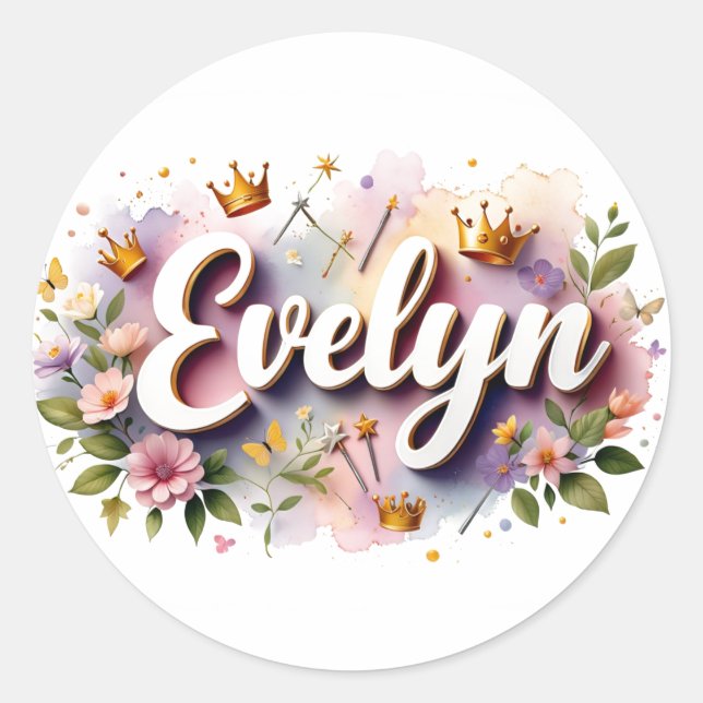 Personalized  Princess Floral Name Stickers  (Vorderseite)
