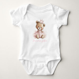 Personalized Princess Teddy Bear Baby Bodysuit Strampler