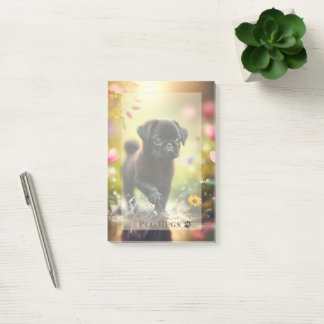 Personalized Pug Puppy Floral Sticky Note Pad Post-it Klebezettel