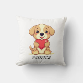 Personalized Puppy Valentine Throw Pillow Kissen