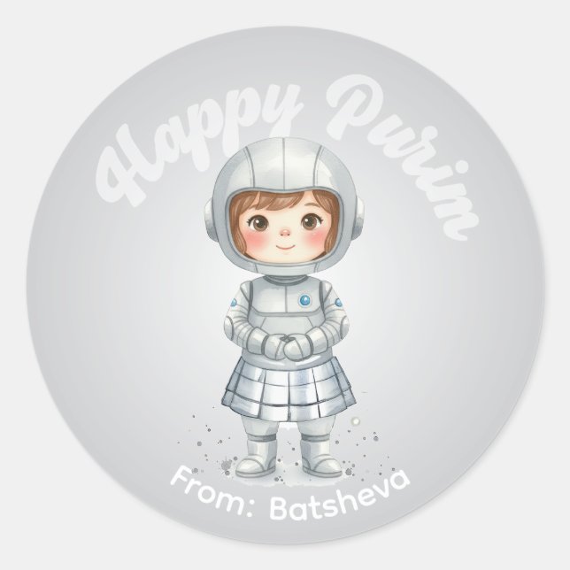 Personalized Purim Sticker – Robot Theme (Vorderseite)