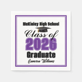 Personalized Purple Class of 2026 Graduation Party Serviette