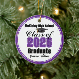 Personalized Purple Class of 2026 Graduation Photo Keramik Ornament