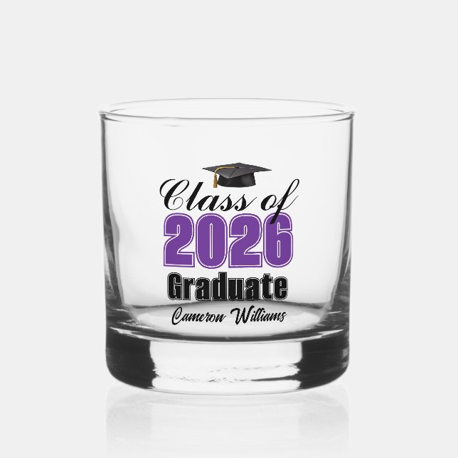 Personalized Purple Class of 2026 Graduation Whiskyglas (Vorderseite)