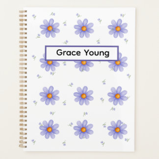 Personalized Purple Daisy Notebook Custom Name Planer