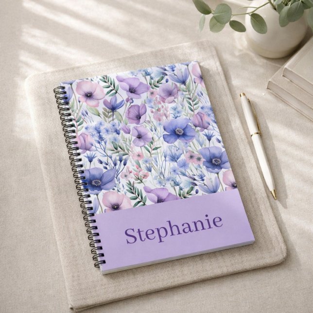 Personalized Purple Floral Elegant Custome Name Notizbuch (Von Creator hochgeladen)