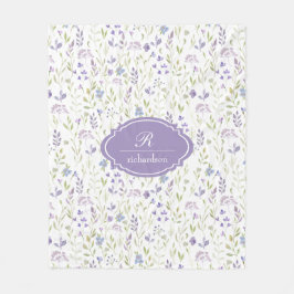 Personalized Purple Floral Monogram Fleecedecke