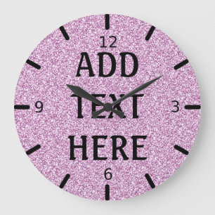 Personalized Purple Glitter Große Wanduhr