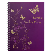 Personalized Purple Gold Butterfly Floral Notebook