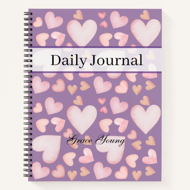 Personalized Purple Heart Daily Journal Custom Notizbuch (Vorderseite)