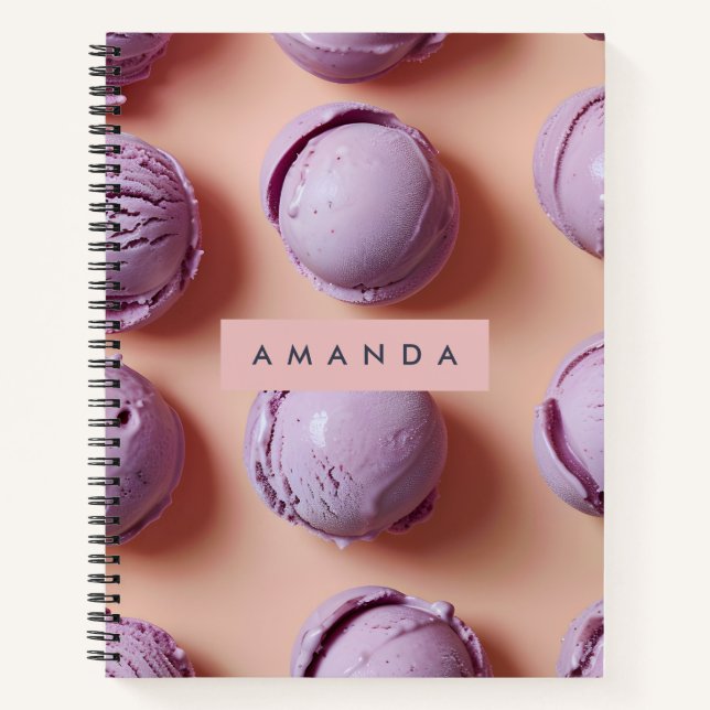 Personalized Purple Ice Cream Scoop  Notizbuch (Vorderseite)