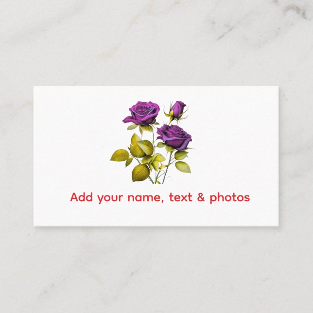 Personalized Purple Rose Business Card | Add Your Visitenkarte (Vorderseite)