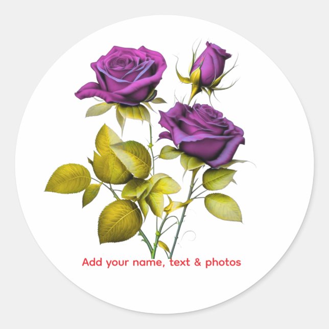 Personalized Purple Rose Sticker | Add Your Name (Vorderseite)