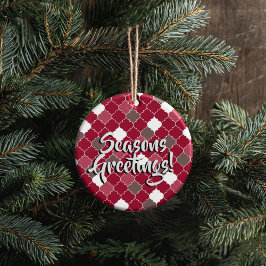 Personalized Quatrefoil Christmas Keramik Ornament