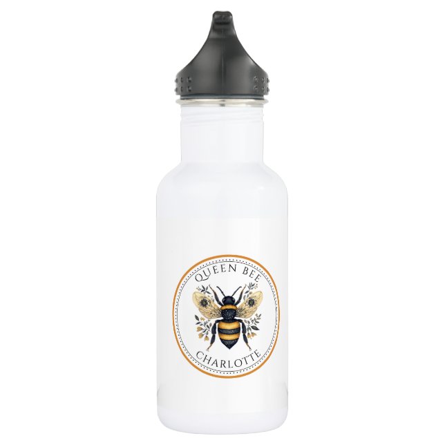Personalized Queen Bee Floral Edelstahlflasche (Rechts)
