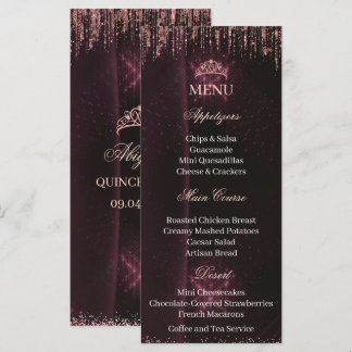 Personalized Quinceañera Menu Card | QUINCEAÑERA Menükarte