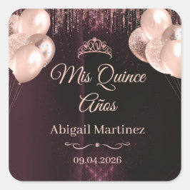 Personalized Quinceañera Square Stickers | labels